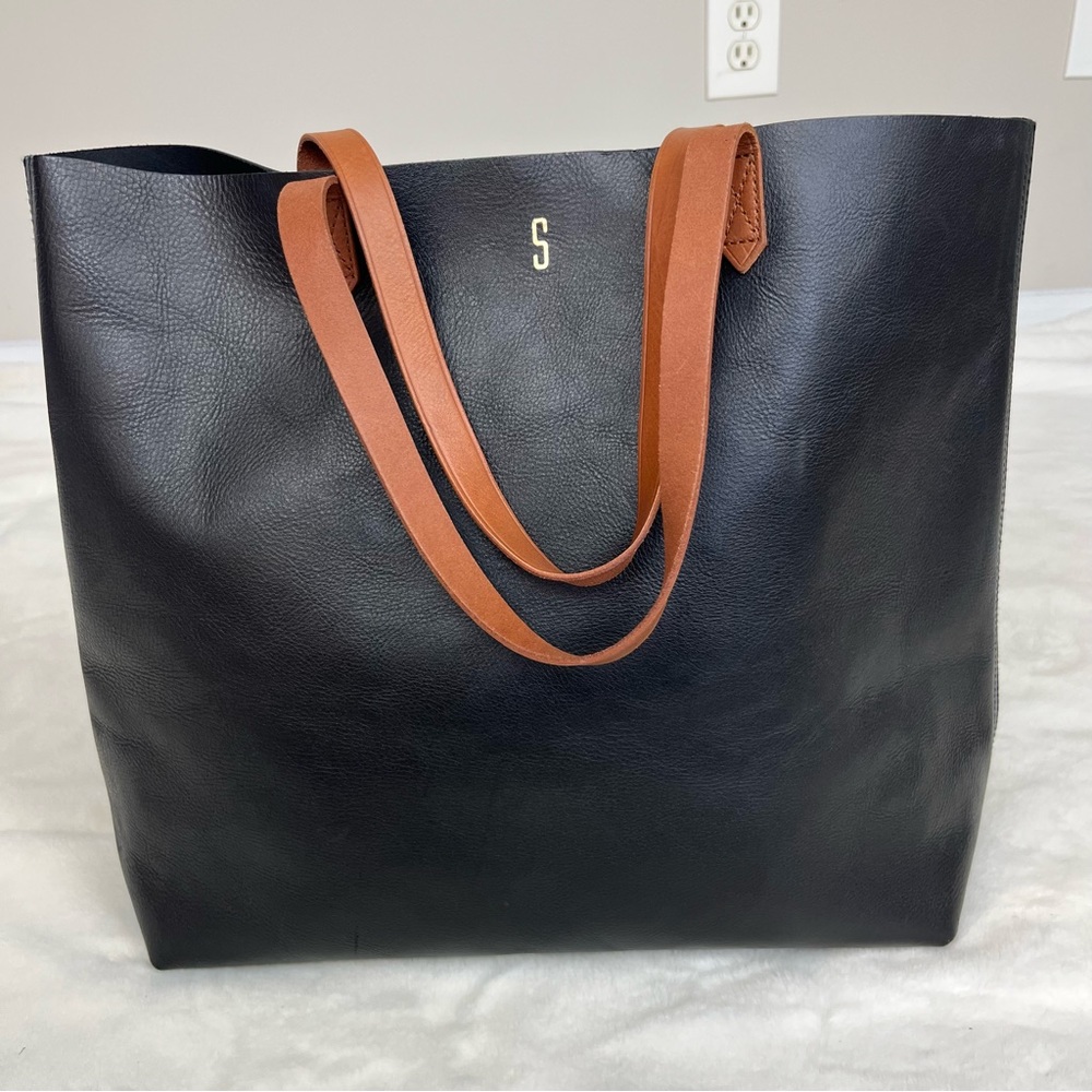 MADEWELL THE TRANSPORT TOTE IN BLACK AND BROWN “S” MONOGRAM